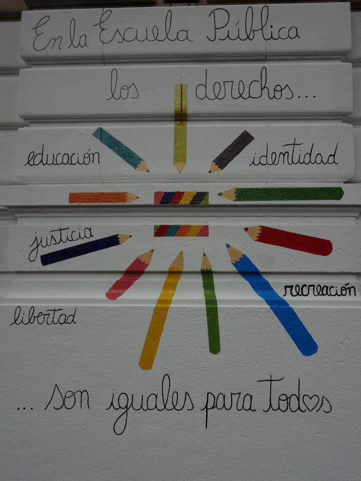 Mural: en la escuela pública los derechos son iguales para todos